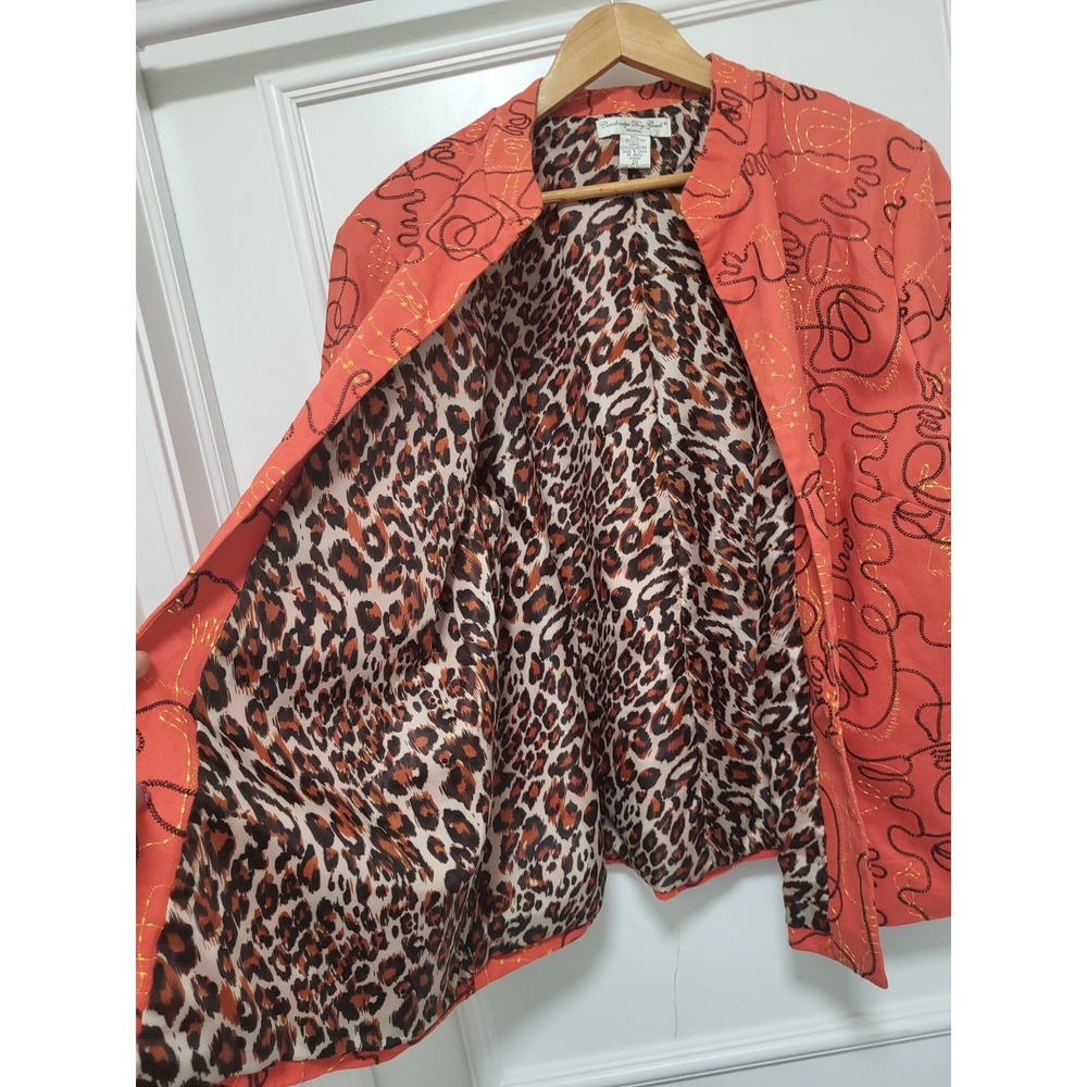 Vtg Cambridge Dry Goods Geometric Embroidered Autumn 1 Hook Blazer Jacket Sz 2X - Picture 6 of 8
